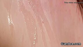 flirty honey gets cumshot on her face sucking all the jizz