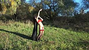 I dance in bikini and lingerie outdoors