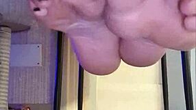 Dirty Babe in Leggings Fingers Herself in Shower