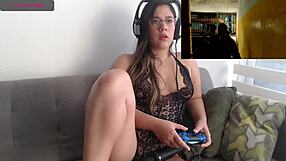Petite Teen Latina Fingers Herself Intensely While Playing Video Game
