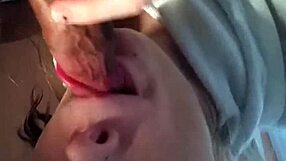 White pussy slut eagerly sucks big cock with passion.