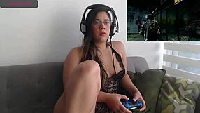 Petite Teen Latina Fingers Herself Intensely While Playing Video Game