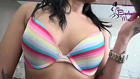 Masturbating with cucumber, shaved slut explores solo in wild session