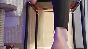 Dirty Babe in Leggings Fingers Herself in Shower