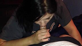 Brunette teen 18+ blows big cock