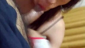 Hypnotized slut enjoys blowjob and spitting from shemale.