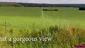 girl sucks boyfriend's cock outdoors sensually and gets cum in mouth!