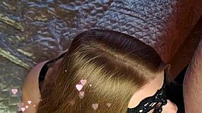 Long-haired chick enjoys giving blowjobs to her boyfriend regularly