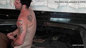 Ebony beauty pussy drilled in swingers threesome