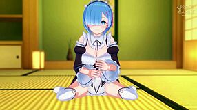 Loving Rem Guides Your Masturbation to Facial in Romantic Anime Setting