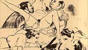 Vintage erotic illustration with sensual retro charm