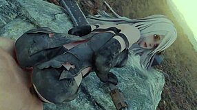 A2 hentai bent over for anal doggystyle and footjob?