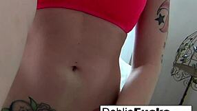 Blonde Babe Dahlia Sky Walks Around a Big House Alone and Makes Herself Cum