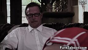 The sexy cheerleader opens her legs wide for her stepdad's intense moves. Their storyline builds to a flexible blowjob session.