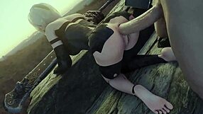 A2 hentai bent over for anal doggystyle and footjob?