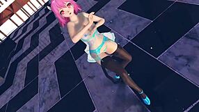 pink cat touhou animation with big tits