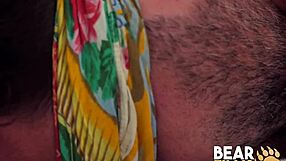 Blindfolded Gay Bear Avi Strider Masturbates Big Monster Cock Solo