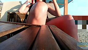 Milf Flashes Her Skirt Without Panties in Public Outdoor Setting