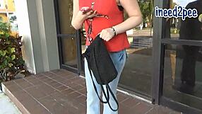 Hot girls peeing their pants in jeans during omorashi wetting 2017