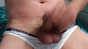 What makes this gay boy stroke in tight underwear?