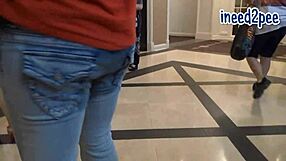 Hot girls peeing their pants in jeans during omorashi wetting 2017