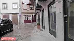 Jeny Smith Strap Bondage Flashing Ass Nude Outdoor