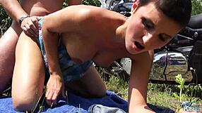 Short Hair Slut With Big Fake Tits Gets Fucked Outdoor In A Hardcore Reality Titty Fuck