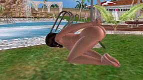 Cute girl in 3D cartoon pleasures herself with cucumber – innocent or naughty?