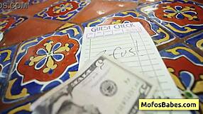 Ebony Slut Elana Bunnz Shares Huge Cock with Blonde Eden West in Public Diner