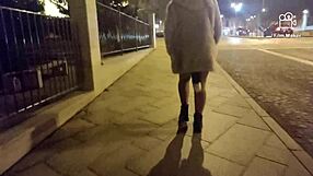 ariela rider struts with anal plug in public street