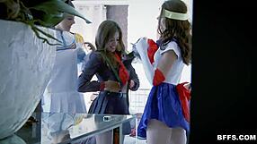 hot teen cosplay queens share monster cock