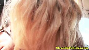 hitchhiker blonde jerks driver's dick 😏