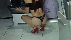 Risky masturbation watching the hot young Brazilian neighbor clean her house! She’s driving me wild with every move!