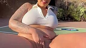 GGG Tennis Slut Squirts in Interracial Match