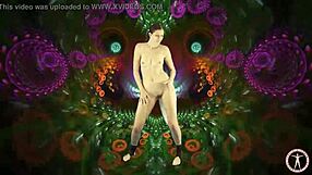 asian babe dances sexily with buttplug in ass to psychedelic music