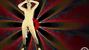 asian babe dances sexily with buttplug in ass to psychedelic music