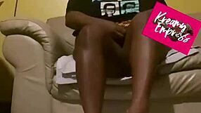 Hot ebony MILF LICKS raw honey OFF feet in kinky fetish scene