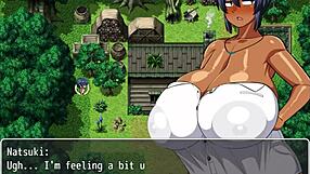 Tanned Natsuki pisses publicly in naughty hentai episode