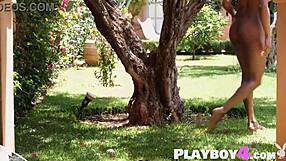 Perfect tits asian milf angel constance poses outdoor