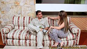 Brazilian beauty seduces married delivery guy with oral skills