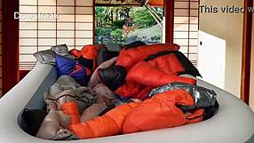 Twenty down jackets float in inflatable pool!