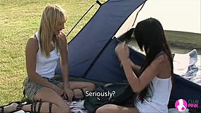 Blonde Teens Rip Clothes For Intense Lesbian Camping Fingering