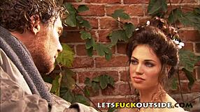 Milf Faith Leone enjoys outdoor bath with romantic vibes