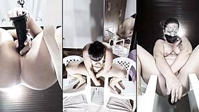 close-up anal striptease with toys