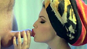 Milf gives blowjob and handjob to cock in high definition