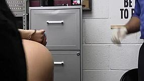 Nasty mall cop teams up with latina assistant to nab thief.