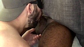 This gay gloryhole blowjob includes deepthroat and swallow action