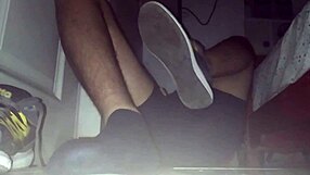 Blue Sweaty Socks and Barefeet with Cumshot?