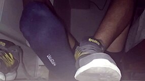 Blue Sweaty Socks and Barefeet with Cumshot?