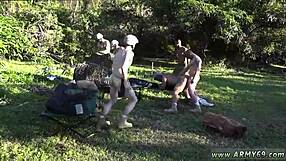 Twink in the navy feels the intense emotions of a gay blowjob with recruits.